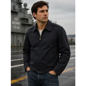 Vintage 1960s Creighton U.S. Navy Military Deck Jacket size L36